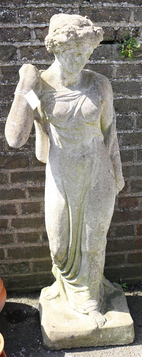 Large composition stone figure of a bacchante
